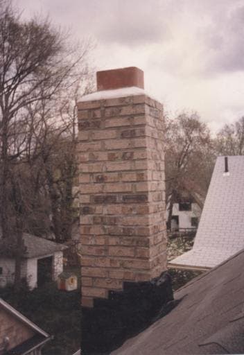 New chimney built from reclaimed old Charleston brick
